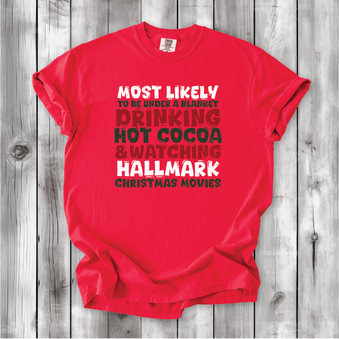 Christmas Movie Watching Shirt | Cozy Winter Tee | Hallmark Movie Lover Top | Blanket & Cocoa Shirt - Comfort Colors