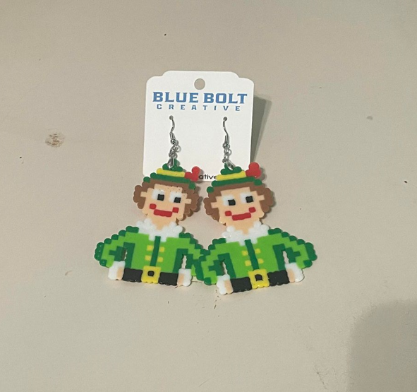 Elf Perler Bead Earrings - Perfect for Christmas.