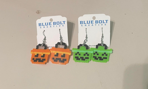 Halloween Bucket Perler Bead Earrings