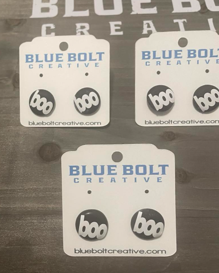 Boo - Halloween Perler Bead Stud Earrings