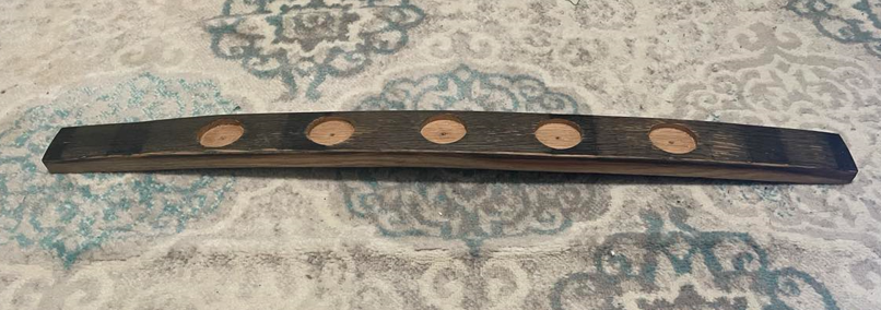 Hand-crafted votive candle holder made from whiskey barrel staves