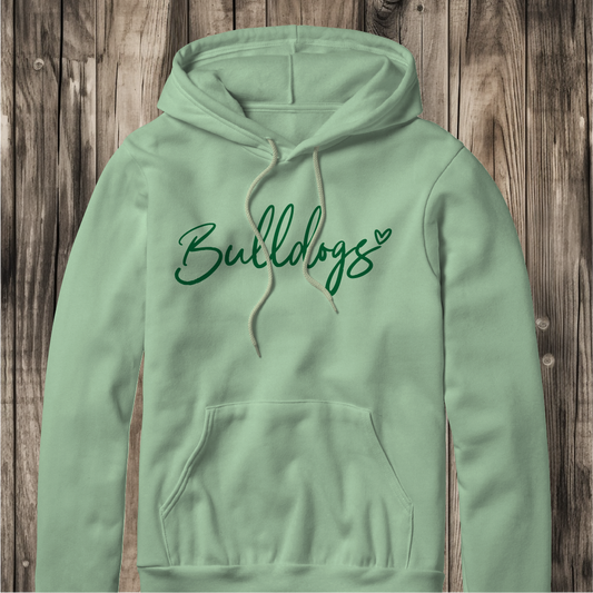 Bulldogs with Heart Script Hoodie - Gildan 18500