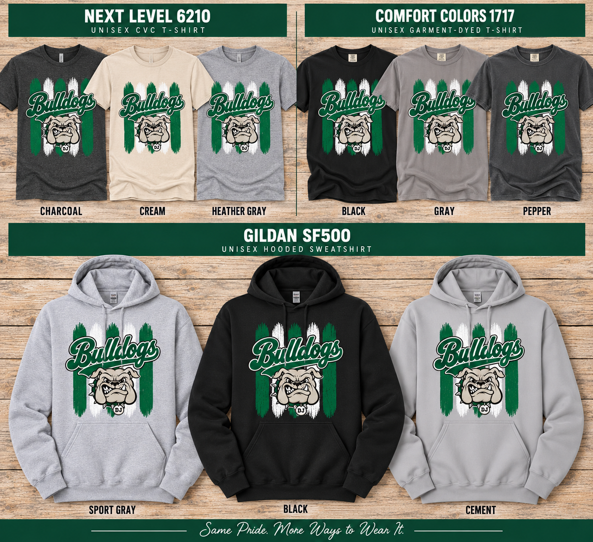 Bulldogs Rally Stripes (short, long and hoodie)