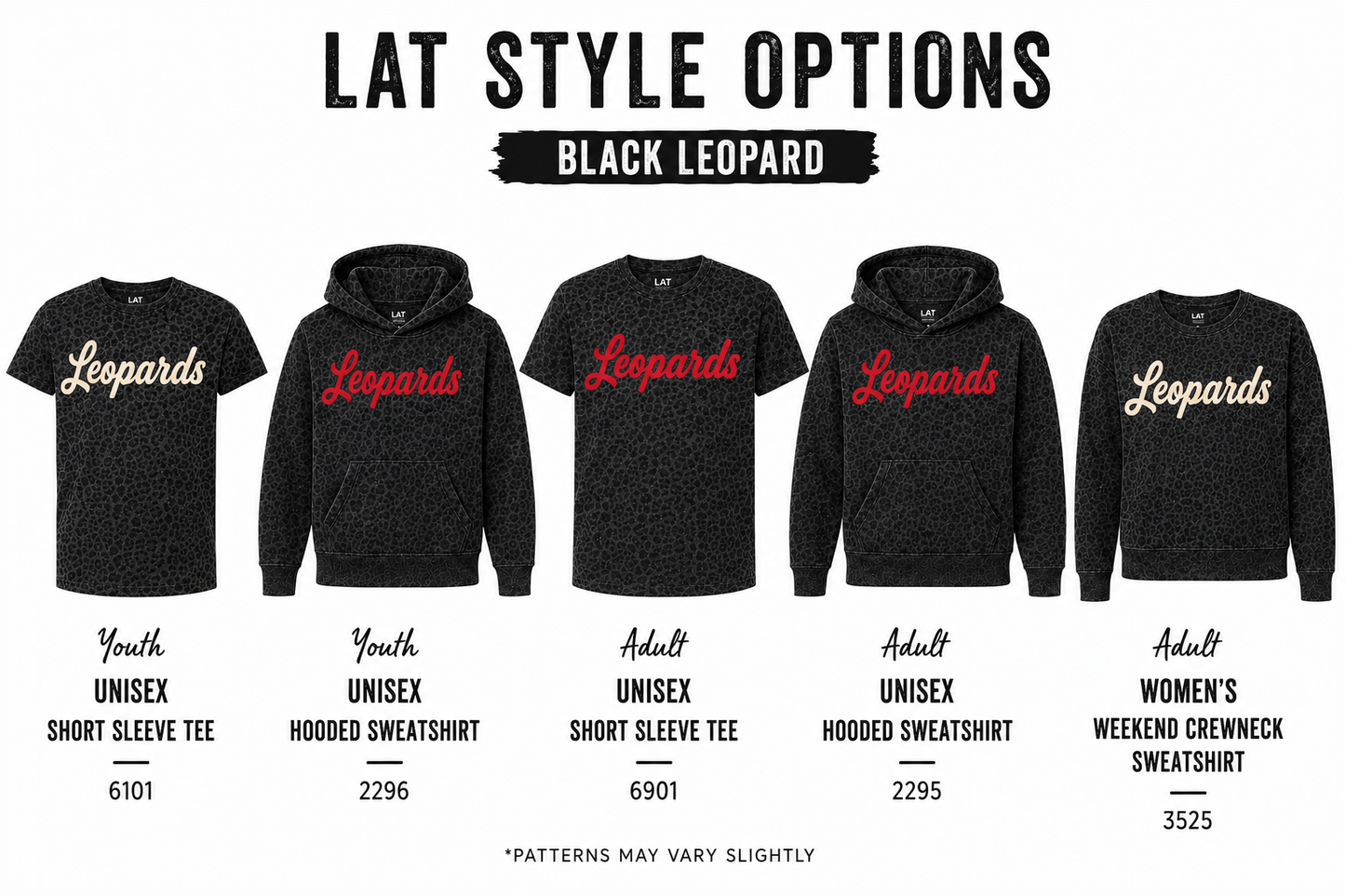 Black Leopard Print Leopards Scripty ADULT and YOUTH Size (Lillard)