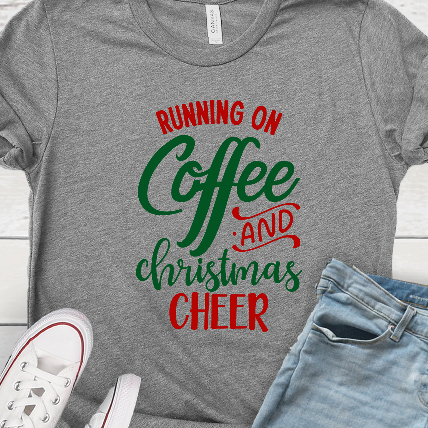 "Running on Coffee and Christmas Cheer" Unisex Tee