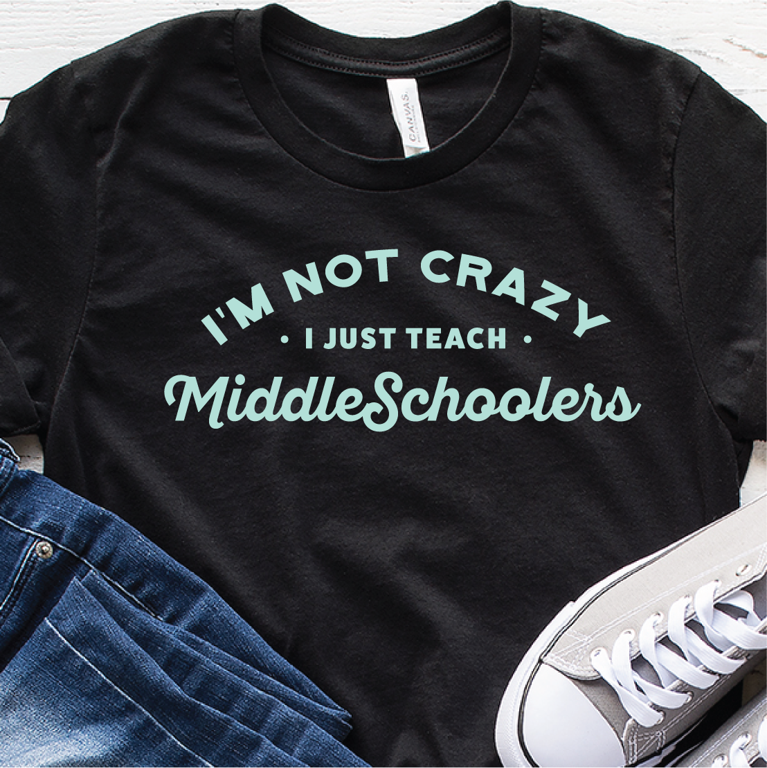 "I'm not crazy. I just teach Middle Schoolers." Unisex Tee