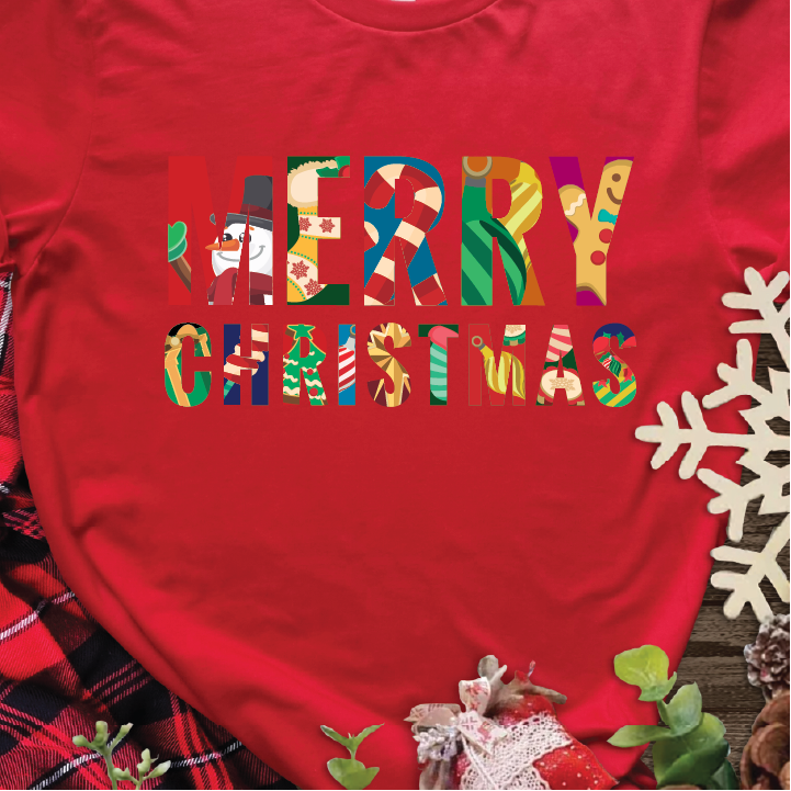 "Merry Christmas Collage" Unisex Tee