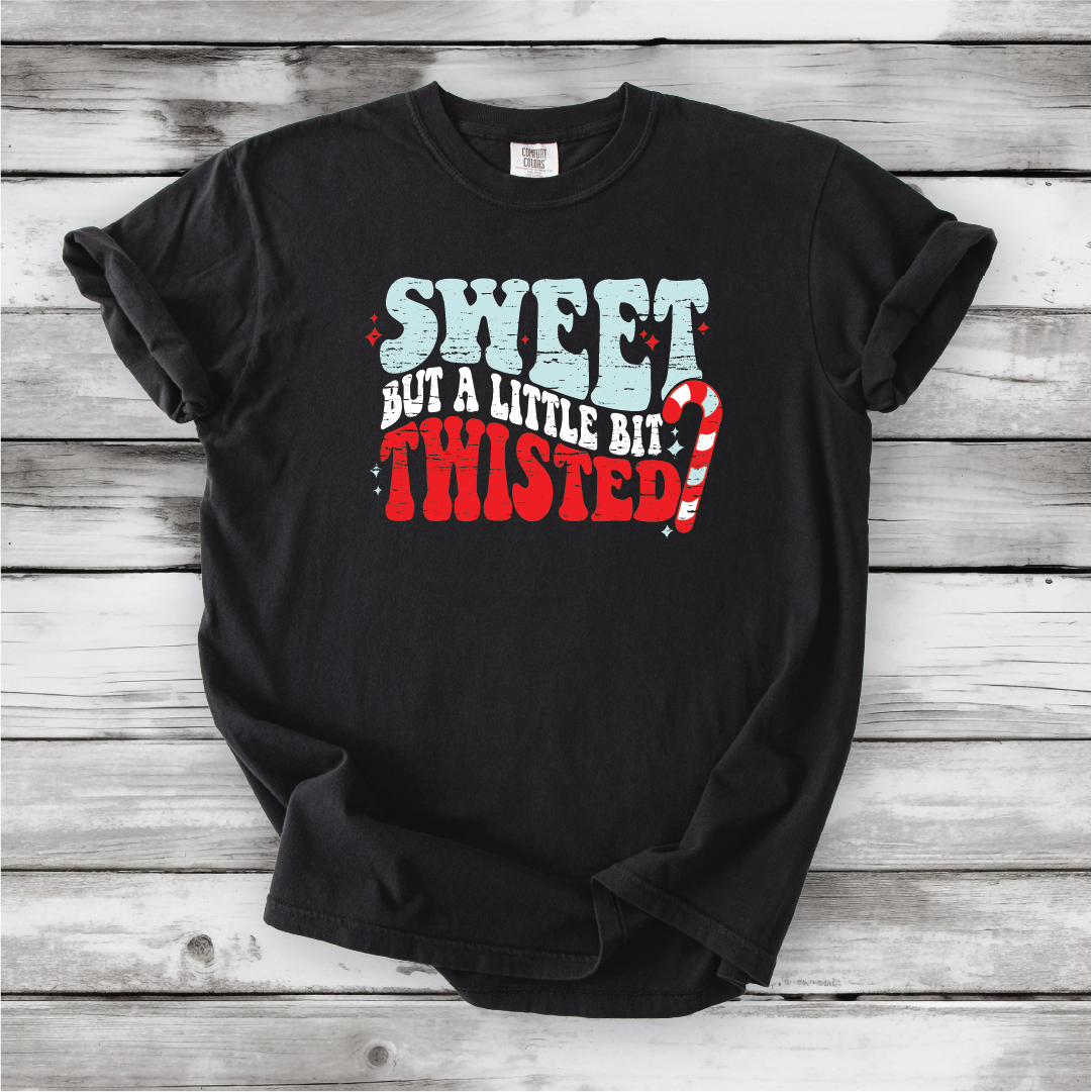 Cute Christmas shirts, Sweet but Twisted - Christmas Candy Cane shirts, Vintage Christmas Designs- Comfort Colors