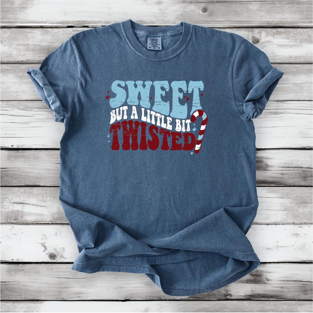 Cute Christmas shirts, Sweet but Twisted - Christmas Candy Cane shirts, Vintage Christmas Designs- Comfort Colors