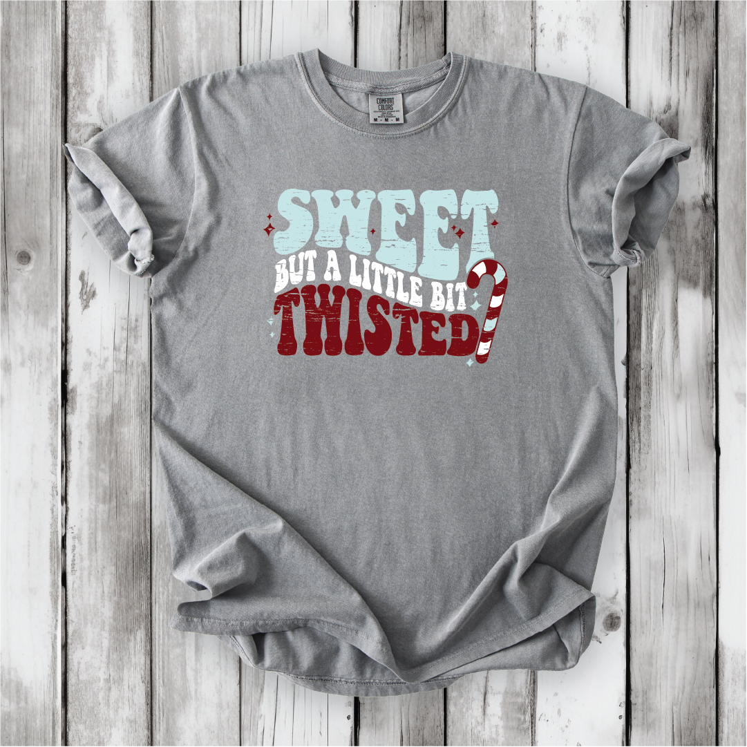 Cute Christmas shirts, Sweet but Twisted - Christmas Candy Cane shirts, Vintage Christmas Designs- Comfort Colors