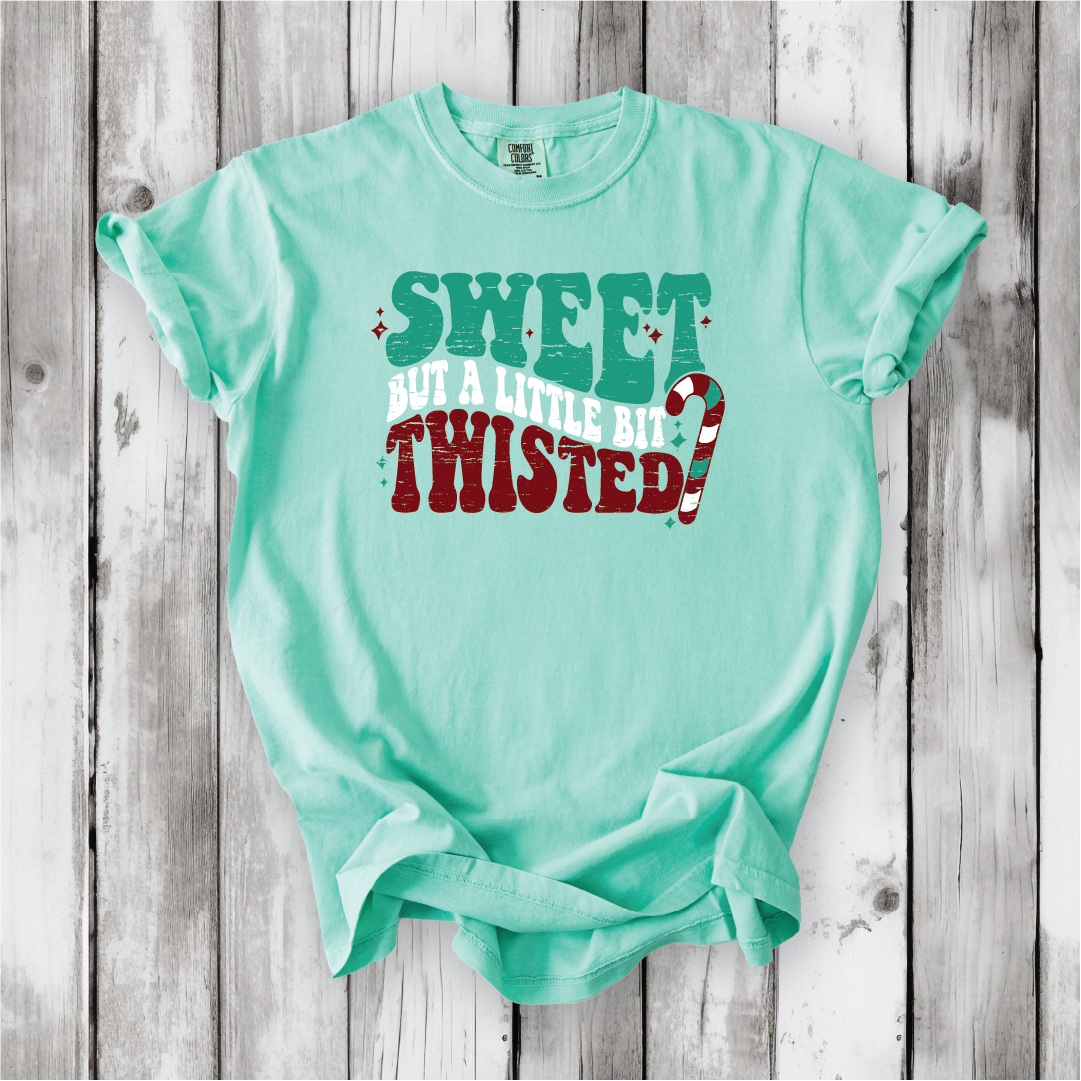 Cute Christmas shirts, Sweet but Twisted - Christmas Candy Cane shirts, Vintage Christmas Designs- Comfort Colors