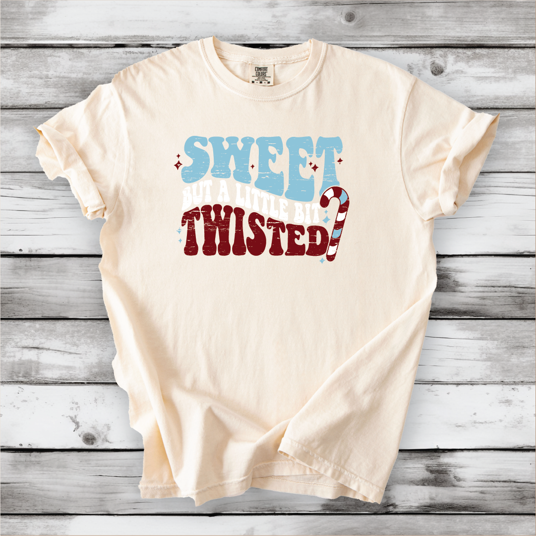Cute Christmas shirts, Sweet but Twisted - Christmas Candy Cane shirts, Vintage Christmas Designs- Comfort Colors