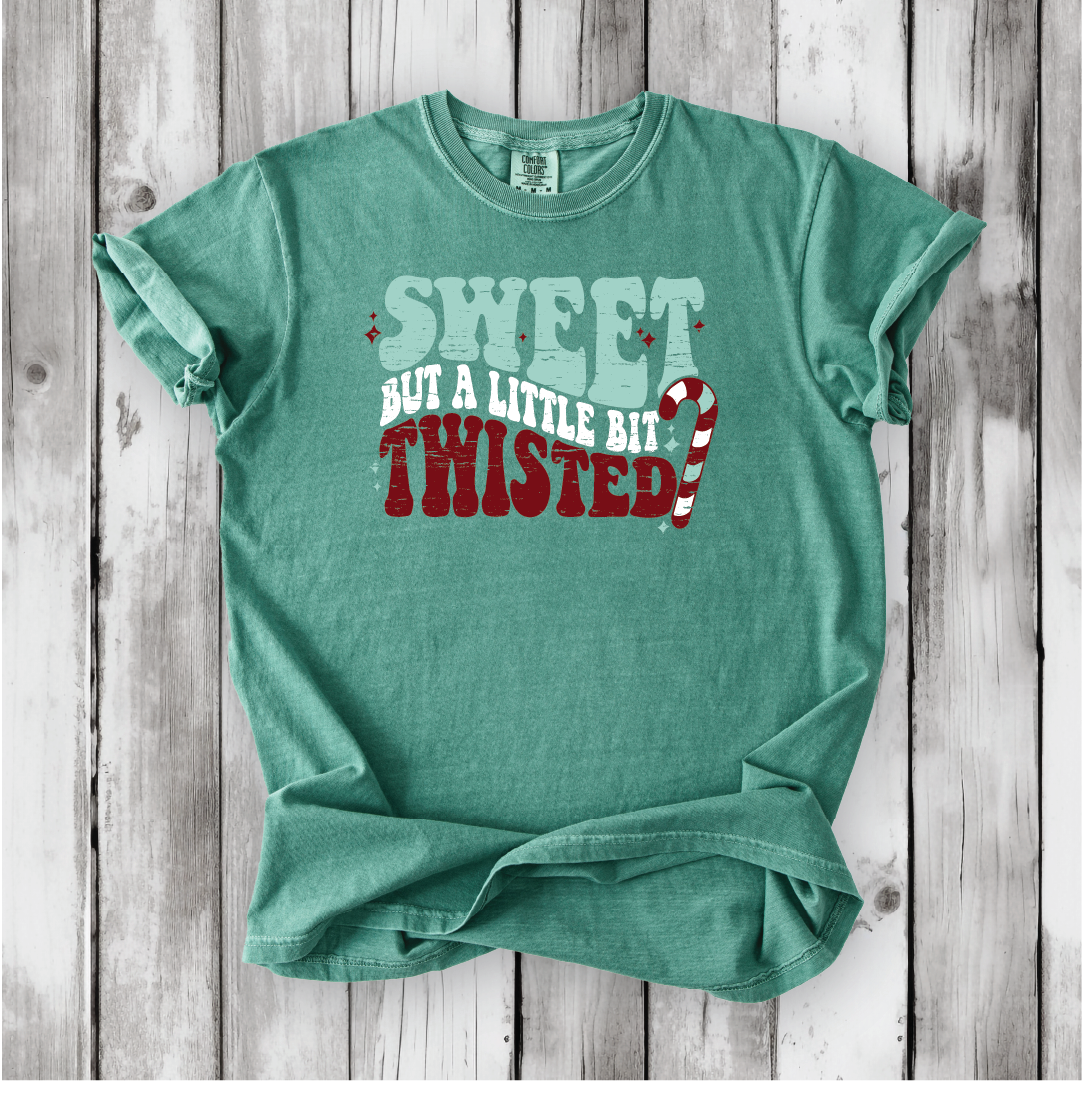 Cute Christmas shirts, Sweet but Twisted - Christmas Candy Cane shirts, Vintage Christmas Designs- Comfort Colors
