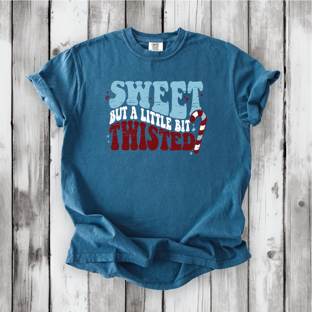 Cute Christmas shirts, Sweet but Twisted - Christmas Candy Cane shirts, Vintage Christmas Designs- Comfort Colors