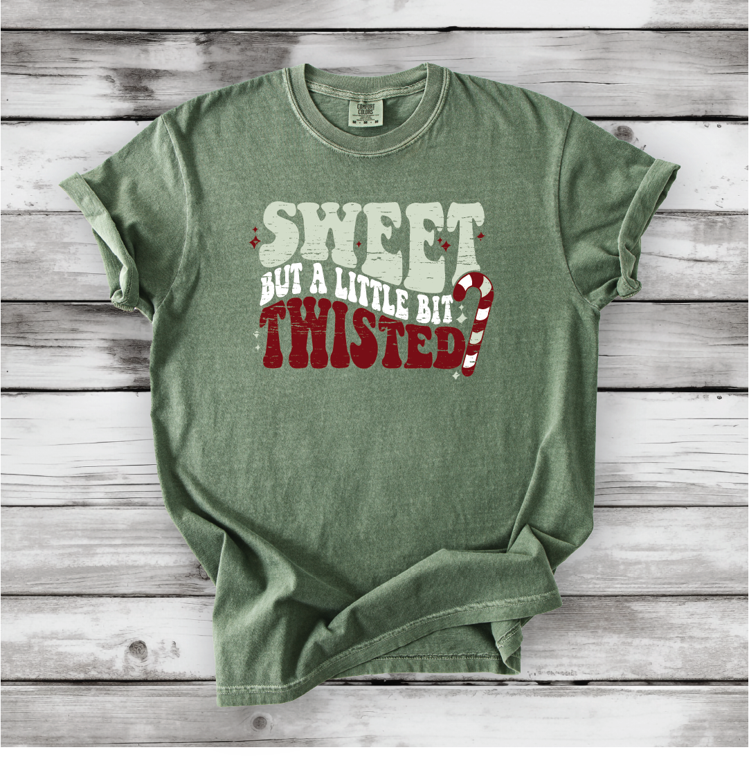 Cute Christmas shirts, Sweet but Twisted - Christmas Candy Cane shirts, Vintage Christmas Designs- Comfort Colors
