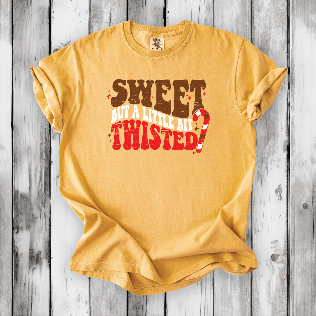 Cute Christmas shirts, Sweet but Twisted - Christmas Candy Cane shirts, Vintage Christmas Designs- Comfort Colors