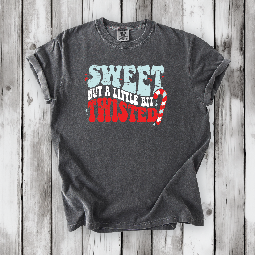Cute Christmas shirts, Sweet but Twisted - Christmas Candy Cane shirts, Vintage Christmas Designs- Comfort Colors