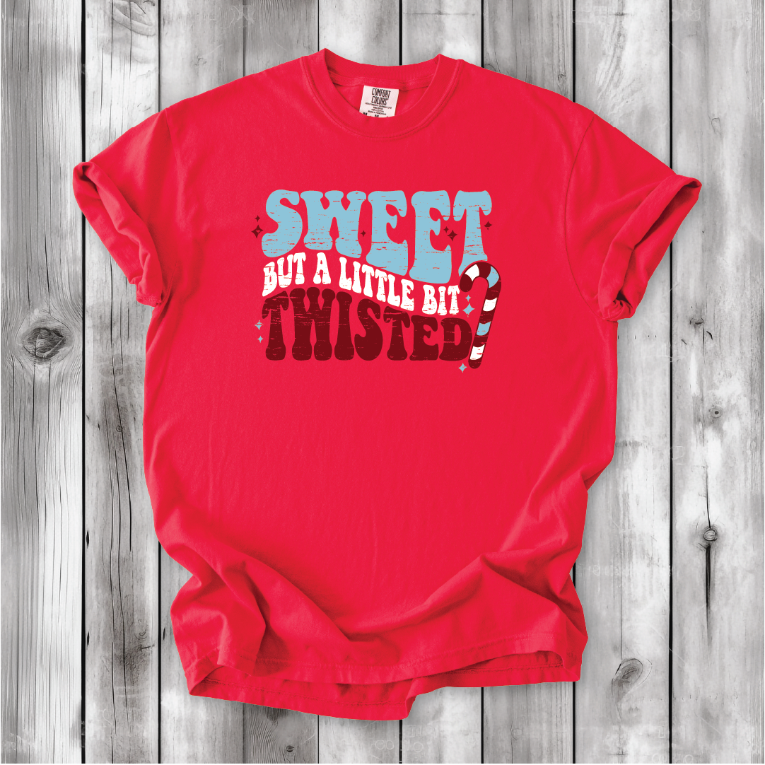 Cute Christmas shirts, Sweet but Twisted - Christmas Candy Cane shirts, Vintage Christmas Designs- Comfort Colors