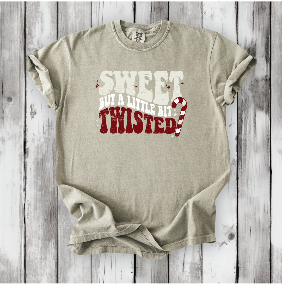 Cute Christmas shirts, Sweet but Twisted - Christmas Candy Cane shirts, Vintage Christmas Designs- Comfort Colors