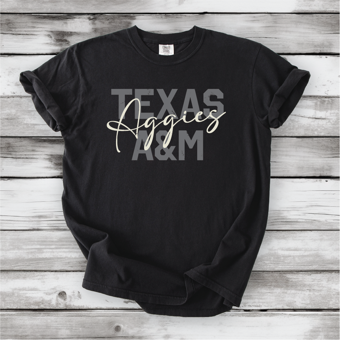 Texas A&M BLOCK Aggies Scripty Shirt
