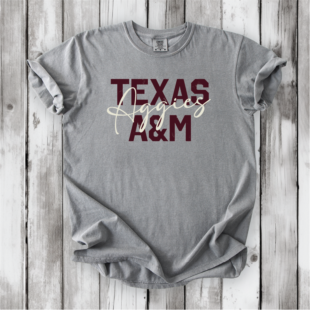 Texas A&M BLOCK Aggies Scripty Shirt