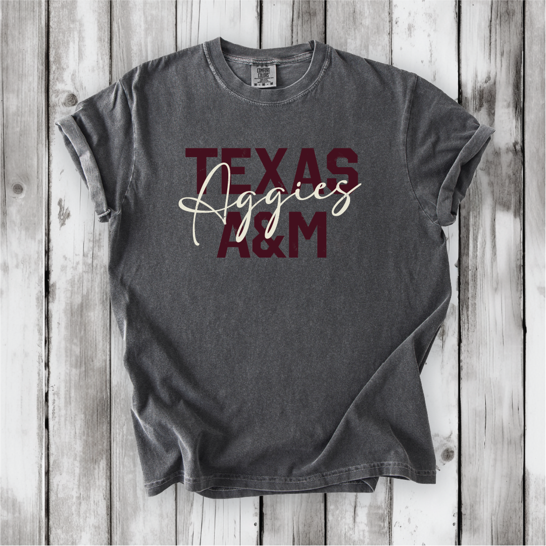 Texas A&M BLOCK Aggies Scripty Shirt
