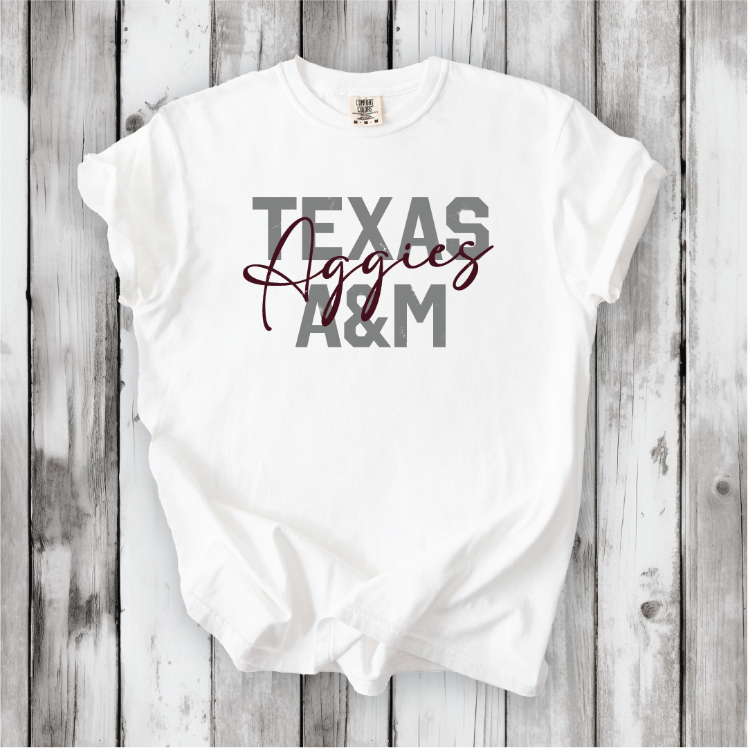 Texas A&M BLOCK Aggies Scripty Shirt