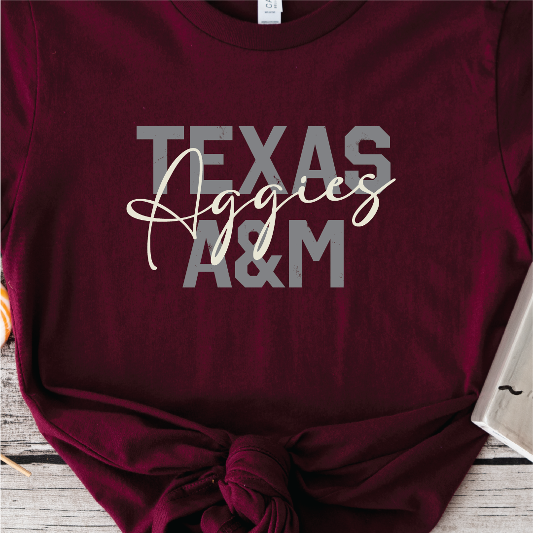 Texas A&M BLOCK Aggies Scripty Shirt